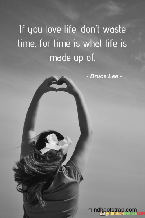 If You Love The Life Dont Waste Time Quote