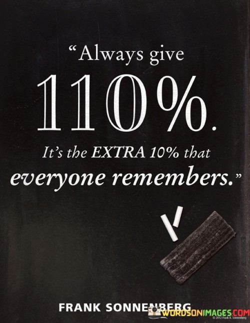 Always Give 110% Its The Extra 10% That Everyone Remember Quote