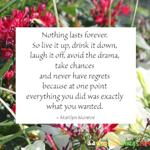 Nothing Lasts Forever So Live It Up Quote