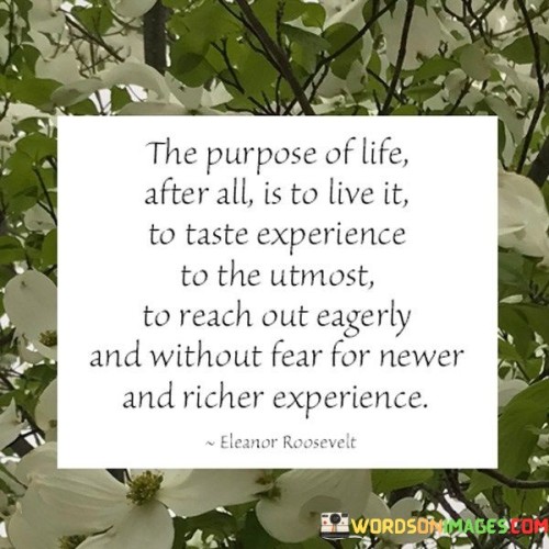 The Purpose Of Life After All Is To Live It Quote