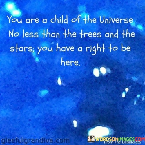 You Are A Child Of The Universe No Less Than The Trees Quote