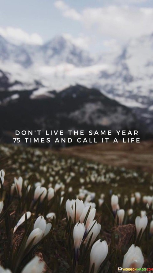 Don't Live The Same Year 75 Times And Call It A Life Quote