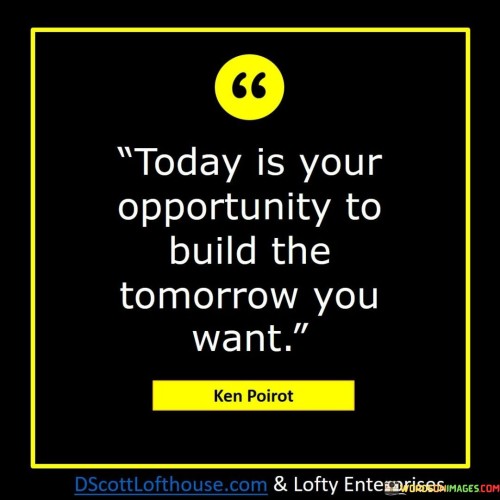 Today Is Your Opportunity To Build The Tomorrow You Want Quote