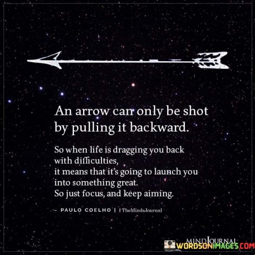 An Arrow Can Only Be Shot By Pulling It Backward Quotess