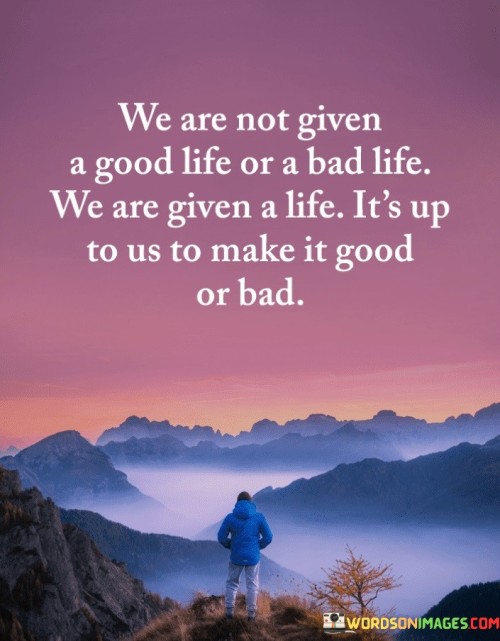 We Are Not Given A Good Life Or A Bad Life Quotes