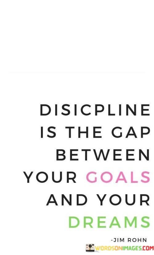 Disicpline Is The Cap Between Your Goals Quotes