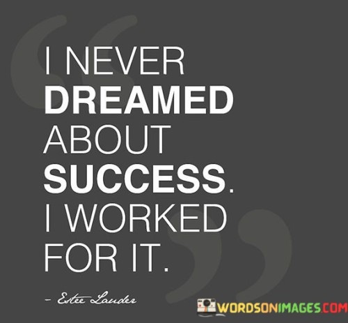 I Never Dreamed About Success I Worked Quotes