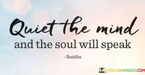 This insightful quote highlights the importance of inner stillness and mindfulness. It suggests that when we calm the noise and chaos in our minds, we create the space for our true selves, represented here as the "soul," to communicate, guiding us towards greater self-awareness and wisdom.

In a world filled with constant distractions and mental chatter, finding moments of silence and serenity is essential for self-discovery and personal growth. This quote reminds us that by quieting our minds through practices like meditation and introspection, we can access the inner wisdom and intuition that often remains obscured by the external noise.

Ultimately, it underscores the idea that profound insights, self-understanding, and a sense of purpose can emerge when we cultivate a peaceful and receptive state of mind, allowing our inner voice to be heard.