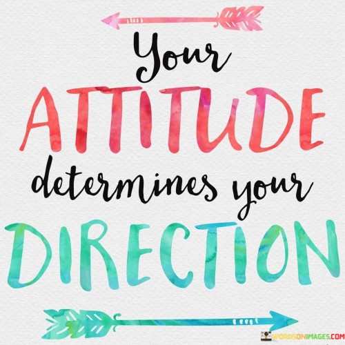 How you think shapes where you're headed is the core idea. It's about how your outlook influences your path. This quote reflects the impact of your mindset on your life's course. It speaks to the power of positivity and perspective in shaping your journey.

The central message is clear: your approach defines where you're going. It captures the essence of how your attitude can either propel you forward or hold you back. This phrase emphasizes that your mental attitude is a compass guiding your actions and decisions, ultimately determining the path you take.

The quote underscores the connection between mentality and destination. It's not about luck; it's about your approach. This statement highlights that success or failure isn't solely dependent on external factors, but also on your internal disposition. It reminds us that by fostering a positive attitude, we can steer our lives toward better outcomes, reinforcing the notion that how you view things truly matters.