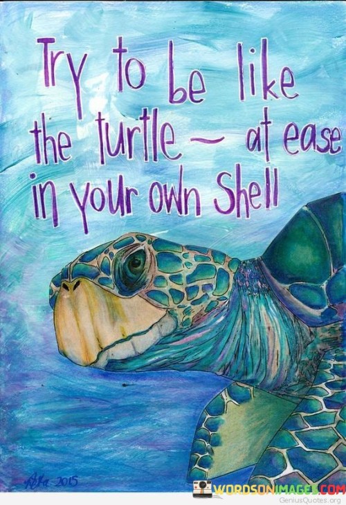 Try To Be Like The Turtle At Ease In Your Own Shell Quotes