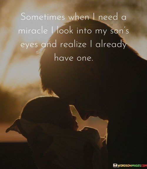 Sometimes When I Need A Miracle I Look Into My Son's Eyes And Quotes