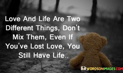 Love And Life Are Two Different Things Don't Mix Them Quotes
