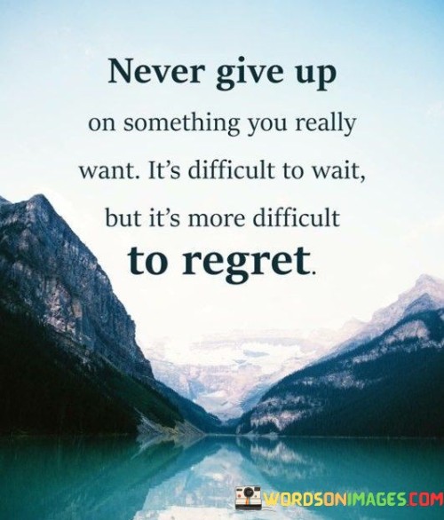 Never Give Up On Something You Really Want It's Difficults To Wait Quotes