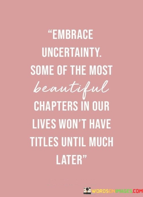 Embrace Uncertainty Some Of The Most Beautiful Chapters In Our Lives Won't Have Titles Until Quotes