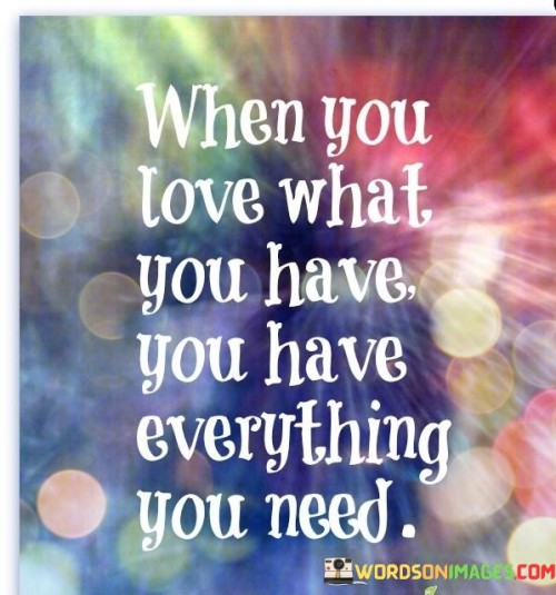 When You Love What You Have You Have Everything Quote
