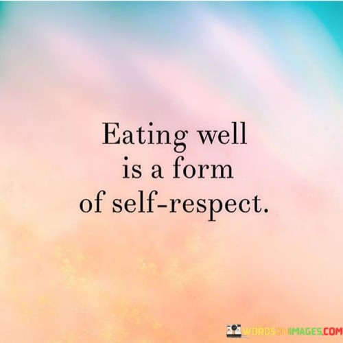 Eating Well Is A From Of Self Respect Quotes