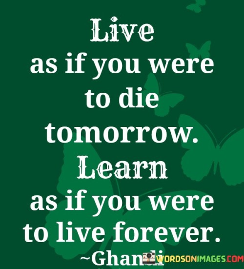 Live As If You Were To Die Tomrrow Learn Quotes