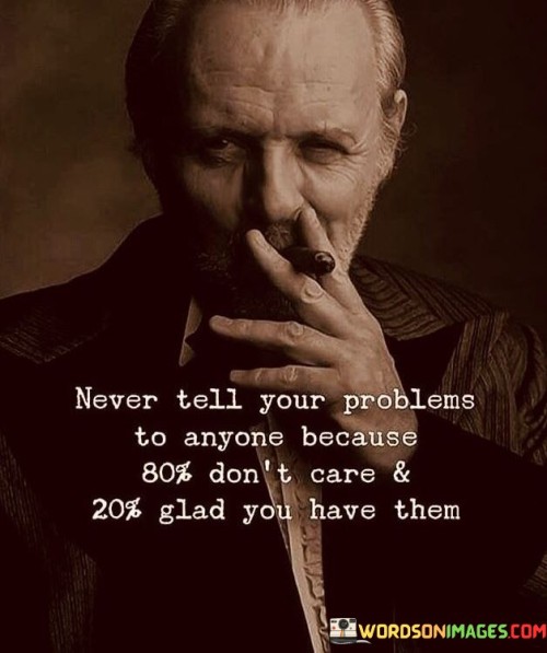 Never Tell Your Problems To Anyone Because 80% Don't Care Quotes