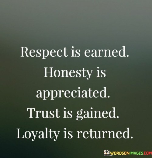 Respect Is Earned Honesty Is Appreciated Trust Is Gained Loyalty Is Returned Quotes