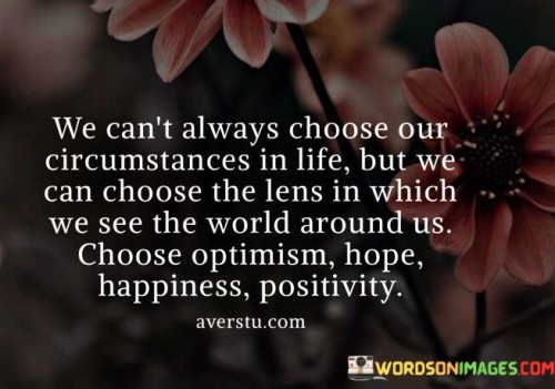 We Can't Always Choose Our Circumstances In Life But We Can Choose The Lens Quotes