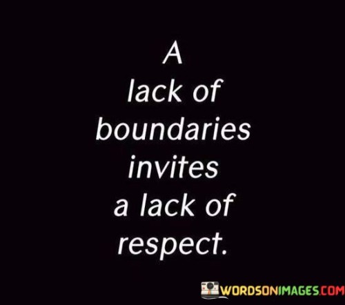 When you don't set limits, you may not be respected. This quote emphasizes that not defining your personal boundaries can lead to others disregarding your needs or boundaries. It highlights the link between having clear boundaries and receiving respect from others.

Boundaries establish expectations. The quote implies that by setting boundaries, you communicate how you want to be treated. It's a way to let others know your limits and what is acceptable to you. When you lack these boundaries, people might not understand your preferences or limits.

Respect comes from self-respect. The quote suggests that having boundaries is an act of valuing yourself. It indicates that you won't tolerate behavior that disrespects your needs or values. When you demonstrate self-respect through your boundaries, others are more likely to recognize and honor your wishes, fostering a healthier dynamic of mutual respect.