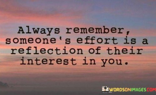 Always Remember Someone's Effort Is A Reflection Of Their Intrest In You Quotes