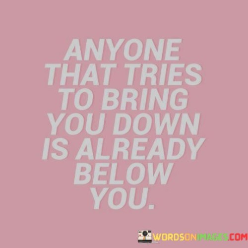 Anyone That Tries To Bring You Down Is Already Below You Quotes
