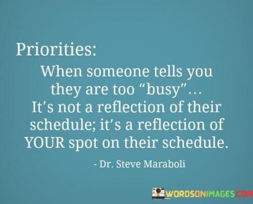 Priorities When Someone Tells You They Are Too Busy It's Not A Reflection Quotes