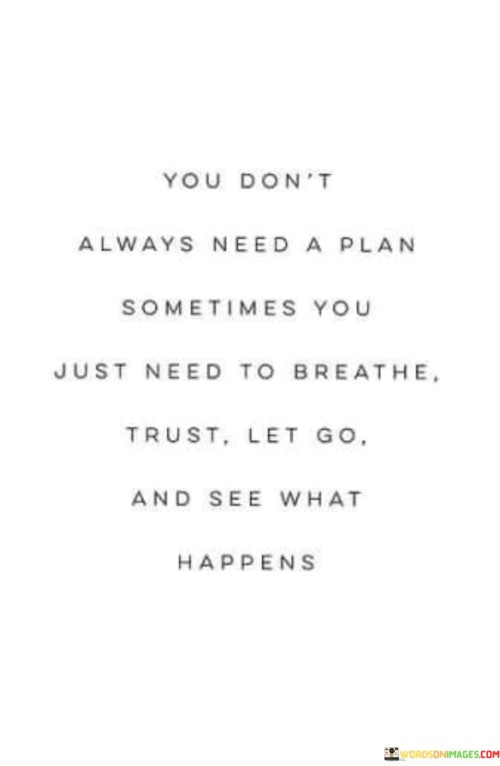 You Don't Always Need A Plan Sometimes You Just Need To Breath Quotes