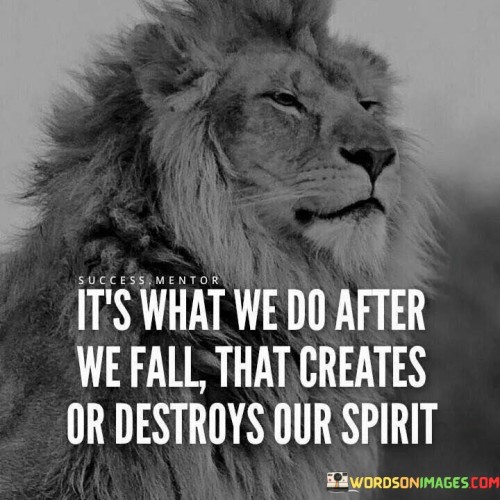 It's What We Do After We Fall That's Create Or Destroys Our Spirit Quotes