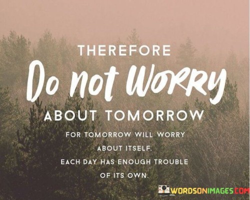 Therefore Do Not Worry About Tomorrow For Tomorrow Will Worry About Itself Quotes