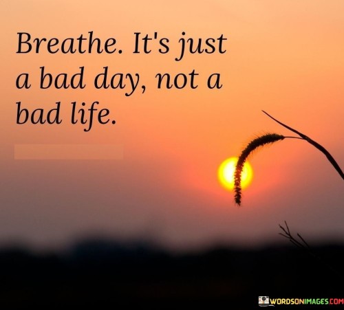 Breathe It's Just A Bad Day Not A Bad Life Quotes