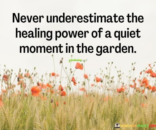 Never Underestimate The Healing Power Of A Quiet Moment In The Garden Quotes