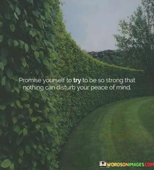 Promise Yourself To Try To Be So Strong That Nothing Can Disturb Your Peace Of Mind Quotes