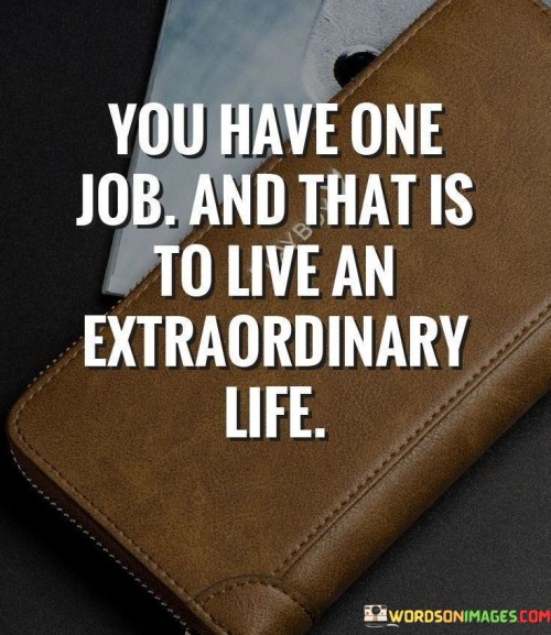 You Have One Job And That Is Live An Extraordinary Life Quotes