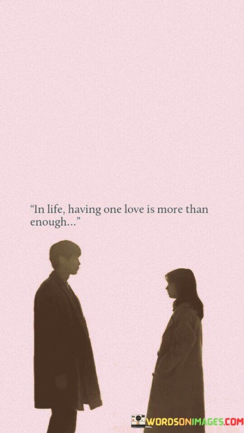 In Life Having One Love Is More Than Enough Quotes