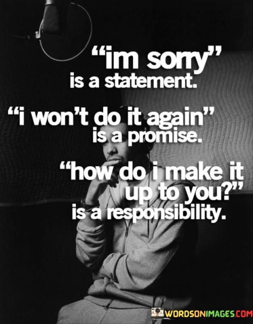 I'm Sorry Is A Statement I Won't Do It Again Is Apromise Quotes