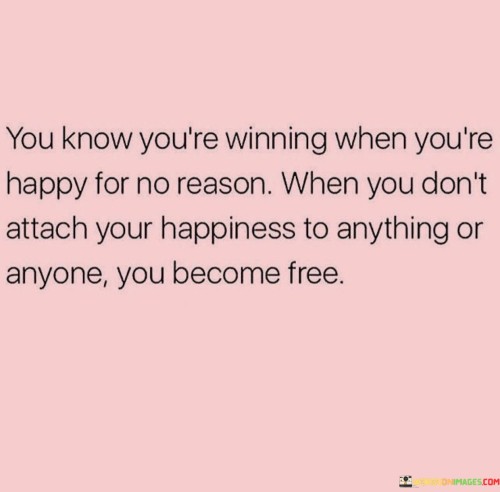 You Know You're Winning When You're Happy For No Reason When You Don't Attach Your Happiness To Anyt