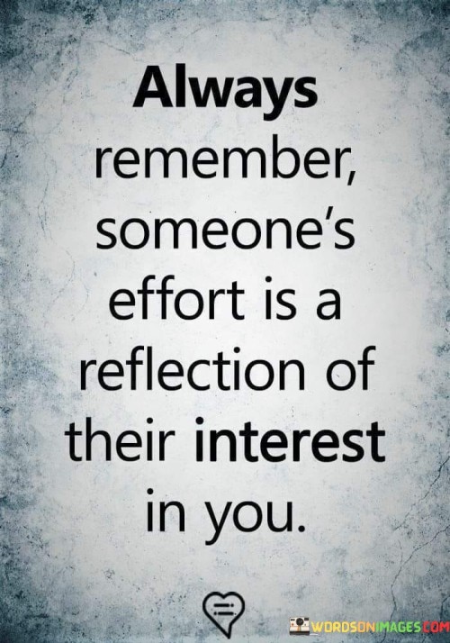 Always Remember Someone's Effort Is A Reflection Of Their Interest Quotes