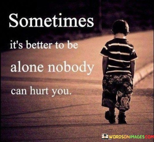 Sometimes It's Better To Be Alone Nobody Can Hurt You Quotes
