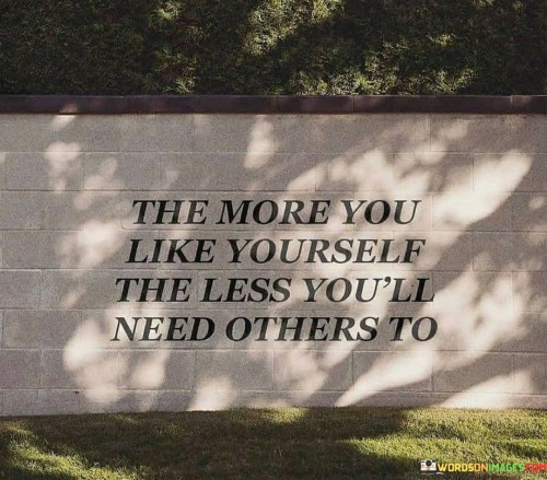 The More You Like Yourself The Less You'll Need Others To Quotes