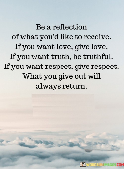 Be A Reflection Of What You'd Like To Receive If You Want Quotes