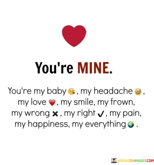 You're My Baby My Headache My Love My Smile My Frown My Wrong My Right Quotes
