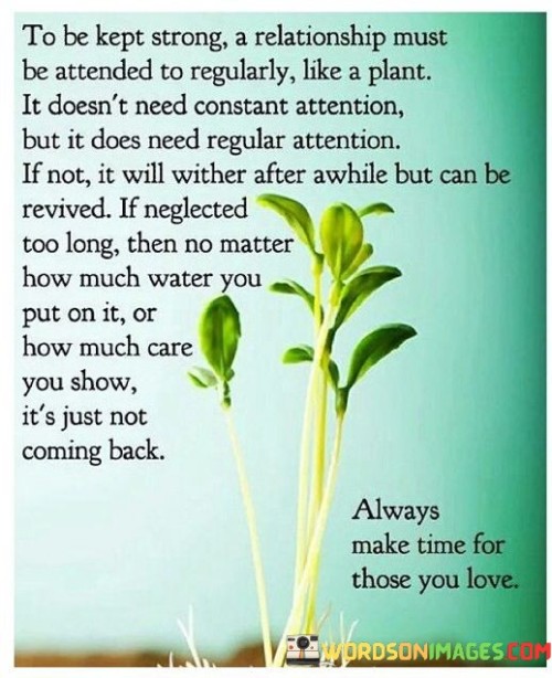 To Be Kept Strong Relationship Must Be Attended To Regularly Like A Plant Quotes