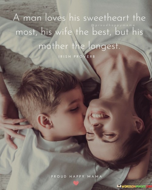 A Man Loves His Sweetheart The Most His Wife The Best But His Mother Quotes