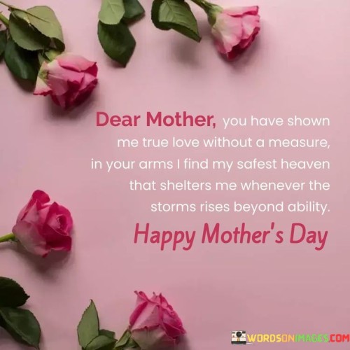 Dear Mother You Have Shown Me True Love Without A Measure In Your Arms Quotes