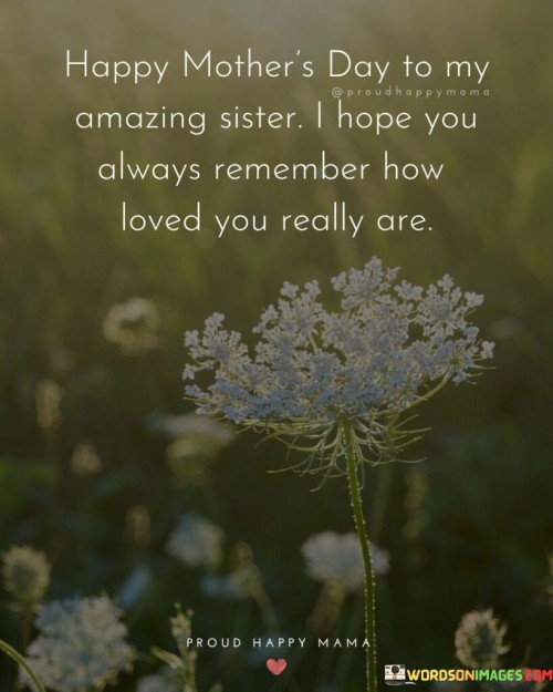 Happy Mother's Day To My Amazing Sister I Hope You Always Remember How Loved Quotes