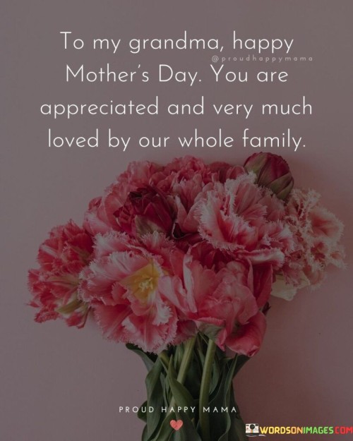 To My Grandma Happy Mother's Day You Are Appreciated And Very Quotes