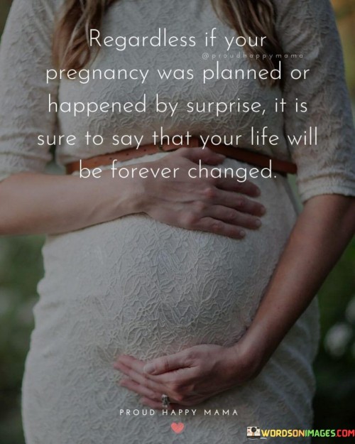 Regardless If Your Pregnancy Was Planned Or Happened By Surprise It Is Sure To Say Quotes