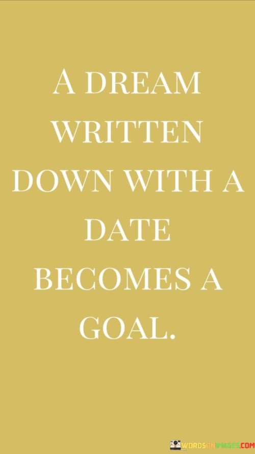 A Deam Written Down With A Date Becomes A Goal Quotes